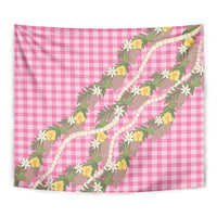 Aloha Puakenikeni Anthurium Pikake Lei Tapestry Tropical Pink Hawaiian Palaka Pattern