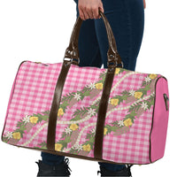 Aloha Puakenikeni Anthurium Pikake Lei Travel Bag Tropical Pink Hawaiian Palaka Pattern