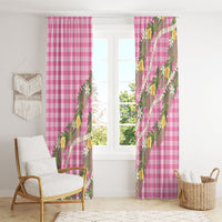 Aloha Puakenikeni Anthurium Pikake Lei Window Curtain Tropical Pink Hawaiian Palaka Pattern