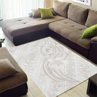 Hawaii Plumeria Lokelani Pikake Lei Area Rug Sandy Beige Polynesian Tattoo