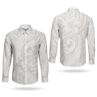 Hawaii Plumeria Lokelani Pikake Lei Couples Matching Summer Maxi Dress and Long Sleeve Button Shirt Sandy Beige Polynesian Tattoo LT9 - Polynesian Pride
