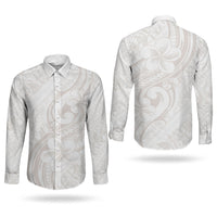 Hawaii Plumeria Lokelani Pikake Lei Couples Matching Tank Maxi Dress and Long Sleeve Button Shirt Sandy Beige Polynesian Tattoo LT9 - Polynesian Pride