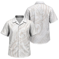 Hawaii Plumeria Lokelani Pikake Lei Family Matching Off The Shoulder Long Sleeve Dress and Hawaiian Shirt Sandy Beige Polynesian Tattoo LT9 Son's Shirt Beige - Polynesian Pride