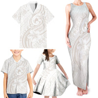 Hawaii Plumeria Lokelani Pikake Lei Family Matching Tank Maxi Dress and Hawaiian Shirt Sandy Beige Polynesian Tattoo