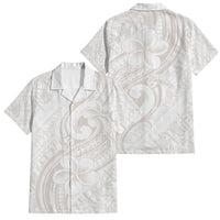 Hawaii Plumeria Lokelani Pikake Lei Family Matching Tank Maxi Dress and Hawaiian Shirt Sandy Beige Polynesian Tattoo LT9 Dad's Shirt - Short Sleeve Beige - Polynesian Pride