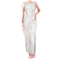 Hawaii Plumeria Lokelani Pikake Lei Tank Maxi Dress Sandy Beige Polynesian Tattoo