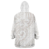 Hawaii Plumeria Lokelani Pikake Lei Wearable Blanket Hoodie Sandy Beige Polynesian Tattoo