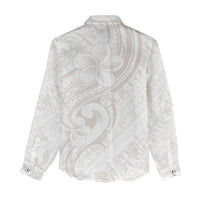 Hawaii Plumeria Lokelani Pikake Lei Women Casual Shirt Sandy Beige Polynesian Tattoo