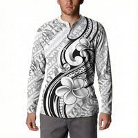 Hawaii Plumeria Lokelani Pikake Lei Button Sweatshirt Ele'ele Polynesian Tattoo