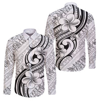 Hawaii Plumeria Lokelani Pikake Lei Family Matching Mermaid Dress and Hawaiian Shirt Ele'ele Polynesian Tattoo LT9 Dad's Shirt - Long Sleeve Black - Polynesian Pride