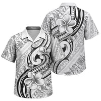 Hawaii Plumeria Lokelani Pikake Lei Family Matching Off Shoulder Short Dress and Hawaiian Shirt Ele'ele Polynesian Tattoo LT9 Son's Shirt Black - Polynesian Pride