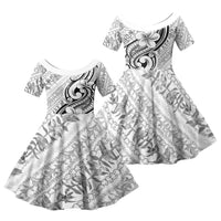 Hawaii Plumeria Lokelani Pikake Lei Family Matching Summer Maxi Dress and Hawaiian Shirt Ele'ele Polynesian Tattoo LT9 Daughter's Dress Black - Polynesian Pride