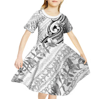 Hawaii Plumeria Lokelani Pikake Lei Kid Short Sleeve Dress Ele'ele Polynesian Tattoo