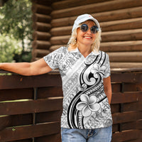 Hawaii Plumeria Lokelani Pikake Lei Women Polo Shirt Ele'ele Polynesian Tattoo