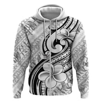 Hawaii Plumeria Lokelani Pikake Lei Zip Hoodie Ele'ele Polynesian Tattoo