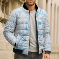 Hawaii Plumeria Lokelani Pikake Lei Bomber Puffer Jacket Uliuli Polynesian Tattoo