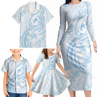 Hawaii Plumeria Lokelani Pikake Lei Family Matching Long Sleeve Bodycon Dress and Hawaiian Shirt Uliuli Polynesian Tattoo LT9 - Polynesian Pride