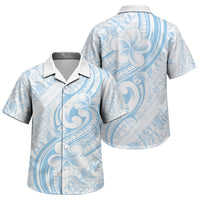 Hawaii Plumeria Lokelani Pikake Lei Family Matching Off Shoulder Short Dress and Hawaiian Shirt Uliuli Polynesian Tattoo LT9 Son's Shirt Blue - Polynesian Pride