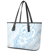 Hawaii Plumeria Lokelani Pikake Lei Leather Tote Bag Uliuli Polynesian Tattoo