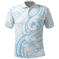 Hawaii Plumeria Lokelani Pikake Lei Polo Shirt Uliuli Polynesian Tattoo LT9 Blue - Polynesian Pride