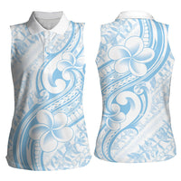 Hawaii Plumeria Lokelani Pikake Lei Women Sleeveless Polo Shirt Uliuli Polynesian Tattoo
