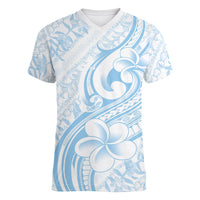 Hawaii Plumeria Lokelani Pikake Lei Women V-Neck T-Shirt Uliuli Polynesian Tattoo