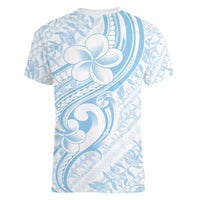 Hawaii Plumeria Lokelani Pikake Lei Women V-Neck T-Shirt Uliuli Polynesian Tattoo