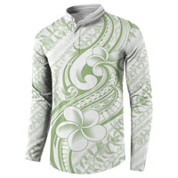 Hawaii Plumeria Lokelani Pikake Lei Button Sweatshirt Oma'oma'o Polynesian Tattoo