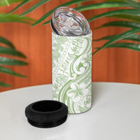 Hawaii Plumeria Lokelani Pikake Lei 4 in 1 Can Cooler Tumbler Oma'oma'o Polynesian Tattoo