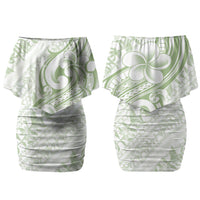 Hawaii Plumeria Lokelani Pikake Lei Couples Matching Off Shoulder Short Dress and Hawaiian Shirt Oma'oma'o Polynesian Tattoo LT9 - Polynesian Pride