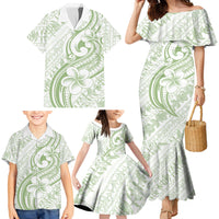 Hawaii Plumeria Lokelani Pikake Lei Family Matching Mermaid Dress and Hawaiian Shirt Oma'oma'o Polynesian Tattoo