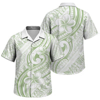 Hawaii Plumeria Lokelani Pikake Lei Family Matching Off The Shoulder Long Sleeve Dress and Hawaiian Shirt Oma'oma'o Polynesian Tattoo LT9 Son's Shirt Green - Polynesian Pride