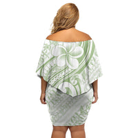 Hawaii Plumeria Lokelani Pikake Lei Family Matching Off Shoulder Short Dress and Hawaiian Shirt Oma'oma'o Polynesian Tattoo