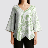 Hawaii Plumeria Lokelani Pikake Lei Kimono Sleeve Blouse Oma'oma'o Polynesian Tattoo