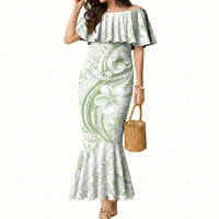 Hawaii Plumeria Lokelani Pikake Lei Mermaid Dress Oma'oma'o Polynesian Tattoo LT9 Women Green - Polynesian Pride