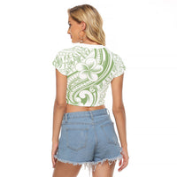 Hawaii Plumeria Lokelani Pikake Lei Raglan Cropped T Shirt Oma'oma'o Polynesian Tattoo