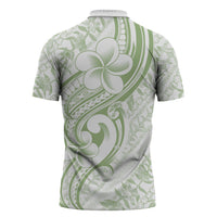 Hawaii Plumeria Lokelani Pikake Lei Zipper Polo Shirt Oma'oma'o Polynesian Tattoo