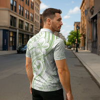 Hawaii Plumeria Lokelani Pikake Lei Zipper Polo Shirt Oma'oma'o Polynesian Tattoo