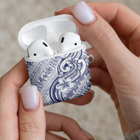 Hawaii Plumeria Lokelani Pikake Lei AirPods Case Navy Blue Polynesian Tattoo