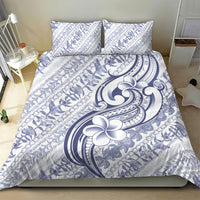 Hawaii Plumeria Lokelani Pikake Lei Bedding Set Navy Blue Polynesian Tattoo
