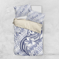 Hawaii Plumeria Lokelani Pikake Lei Bedding Set Navy Blue Polynesian Tattoo