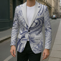 Hawaii Plumeria Lokelani Pikake Lei Blazer Navy Blue Polynesian Tattoo