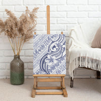 Hawaii Plumeria Lokelani Pikake Lei Canvas Wall Art Navy Blue Polynesian Tattoo