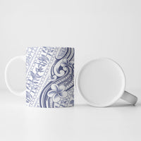Hawaii Plumeria Lokelani Pikake Lei Ceramic Mug Navy Blue Polynesian Tattoo