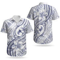 Hawaii Plumeria Lokelani Pikake Lei Couples Matching Puletasi and Hawaiian Shirt Navy Blue Polynesian Tattoo LT9 - Polynesian Pride