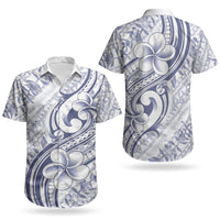 Hawaii Plumeria Lokelani Pikake Lei Couples Matching Tank Maxi Dress and Hawaiian Shirt Navy Blue Polynesian Tattoo LT9 - Polynesian Pride
