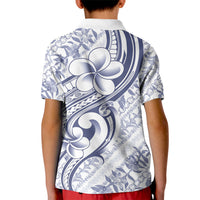 Hawaii Plumeria Lokelani Pikake Lei Kid Polo Shirt Navy Blue Polynesian Tattoo