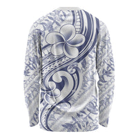 Hawaii Plumeria Lokelani Pikake Lei Long Sleeve Shirt Navy Blue Polynesian Tattoo