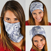 Hawaii Plumeria Lokelani Pikake Lei Neck Gaiter Navy Blue Polynesian Tattoo