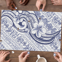 Hawaii Plumeria Lokelani Pikake Lei Puzzle Navy Blue Polynesian Tattoo
